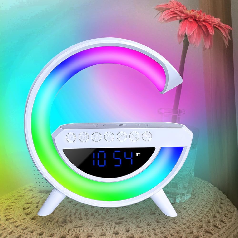 Altavoz Bluetooth G - Cargador inalámbrico + Lámpara LED + Reloj despertador