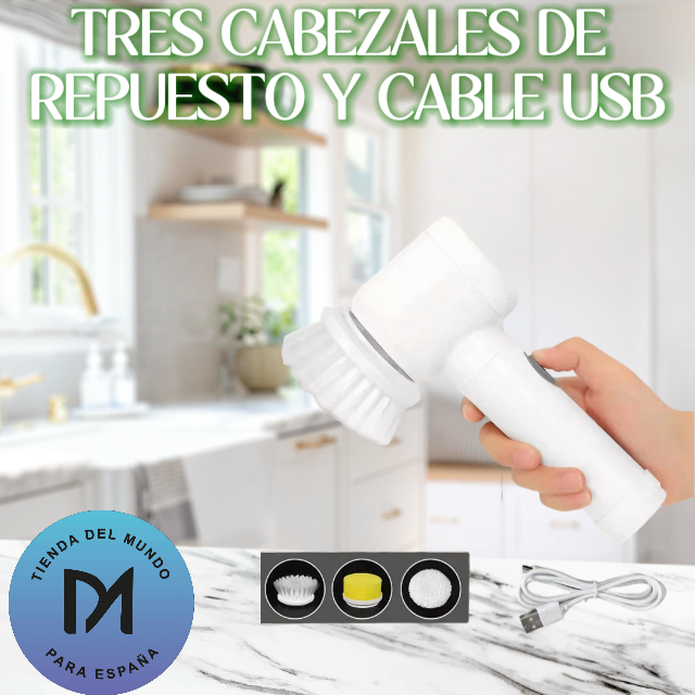Cepillo Limpieza Eléctrico Giratorio Recargable 3 Cabezales