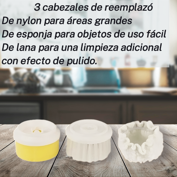 Cepillo Limpieza Eléctrico Giratorio Recargable 3 Cabezales